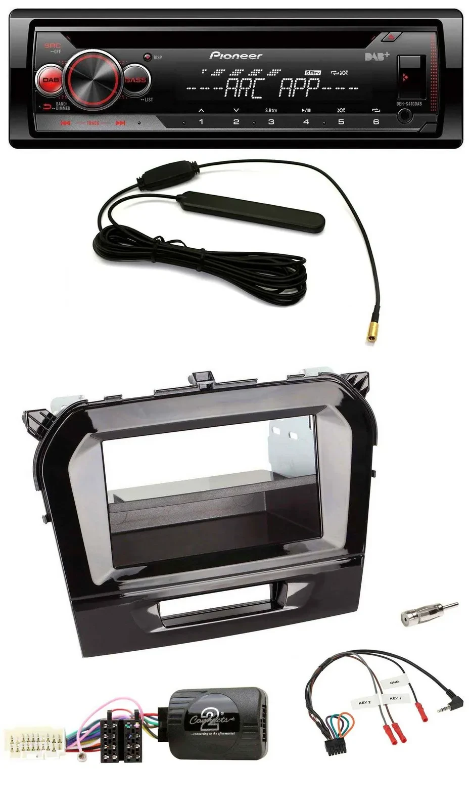 Pioneer CD USB Lenkrad DAB MP3 Autoradio für Suzuki Vitara ab 2015 piano schwarz