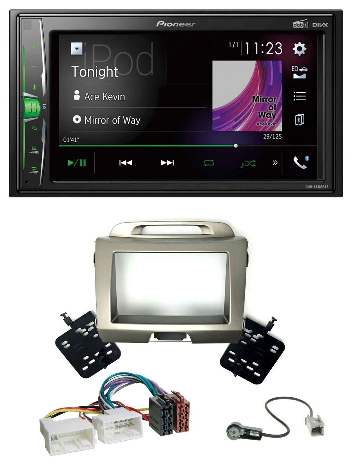 Pioneer 2DIN MP3 DAB USB Bluetooth Autoradio für Kia Sportage 3 SL 10-15 silber