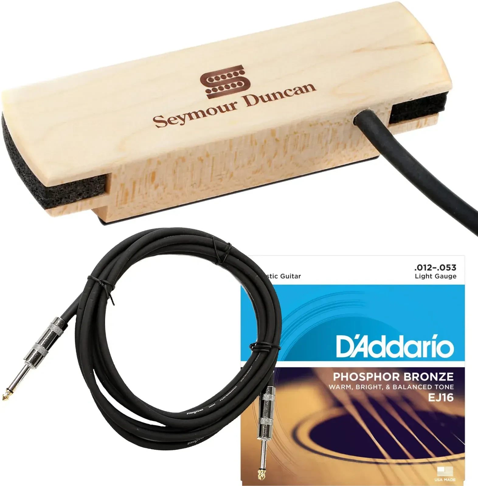 Звукосниматель для акустической гитары Seymour Duncan Woody HC Hum-Canceling Natural с аксессуарами
