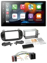 Автомагнитола для Fiat 500 до 2012 Pioneer 2-DIN, DAB, Bluetooth, USB, MP3, черный soft-touch