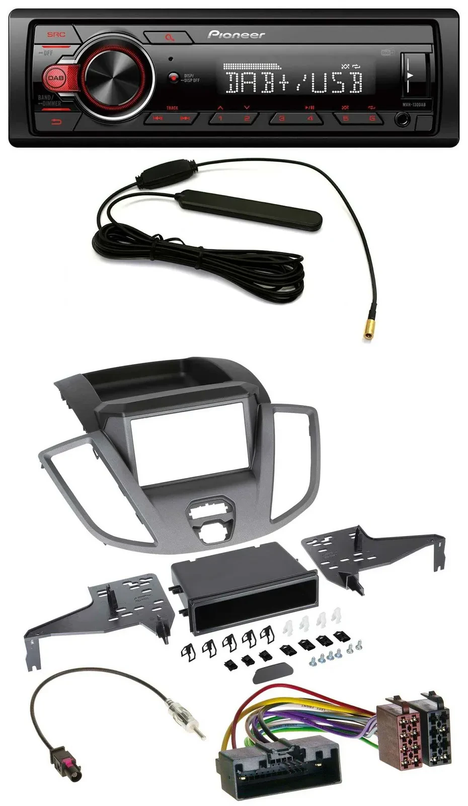 Автомагнитола для Ford Transit V363 Pioneer 1-DIN, MP3, DAB, AUX, USB (2014–2018)