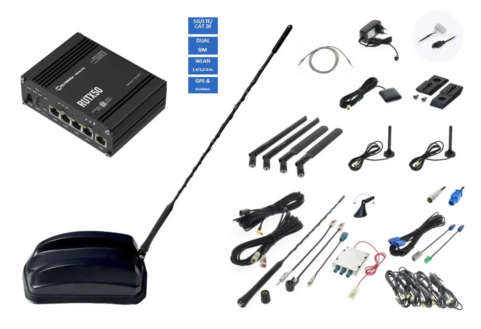 Teltonika 5G WLAN Router RUTX50B ANT615B UKW DAB TEL-RUTX50B-615B-0