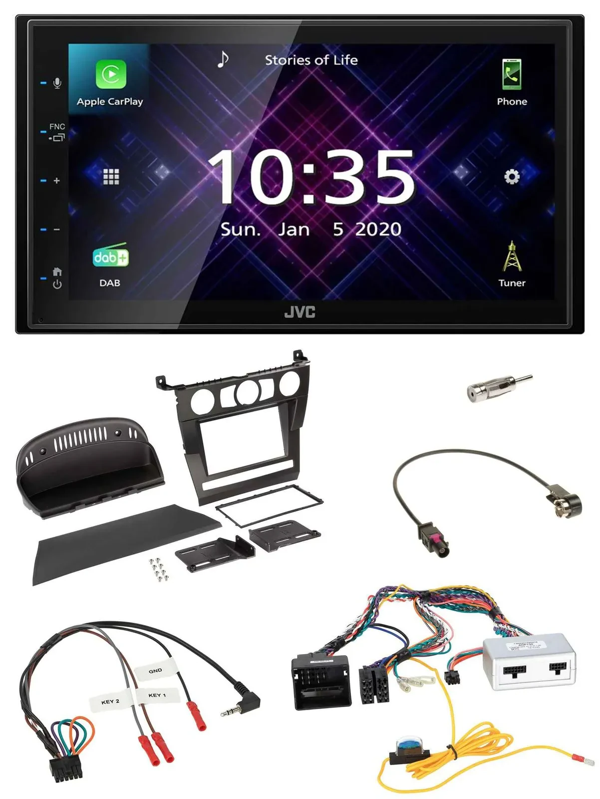 JVC DAB 2DIN Lenkrad Bluetooth USB Autoradio für BMW 5er 2007 E60 ohne iDrive