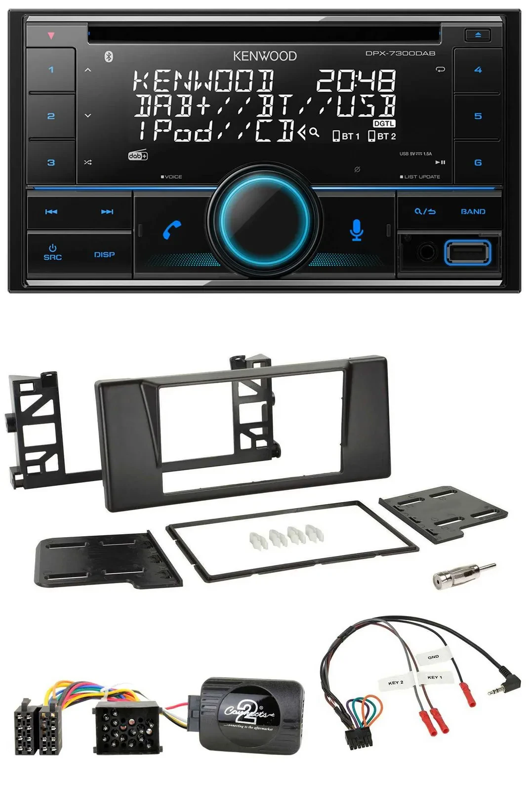 Kenwood CD 2DIN DAB USB Lenkrad Bluetooth Autoradio für BMW 5er E39 1997-2001