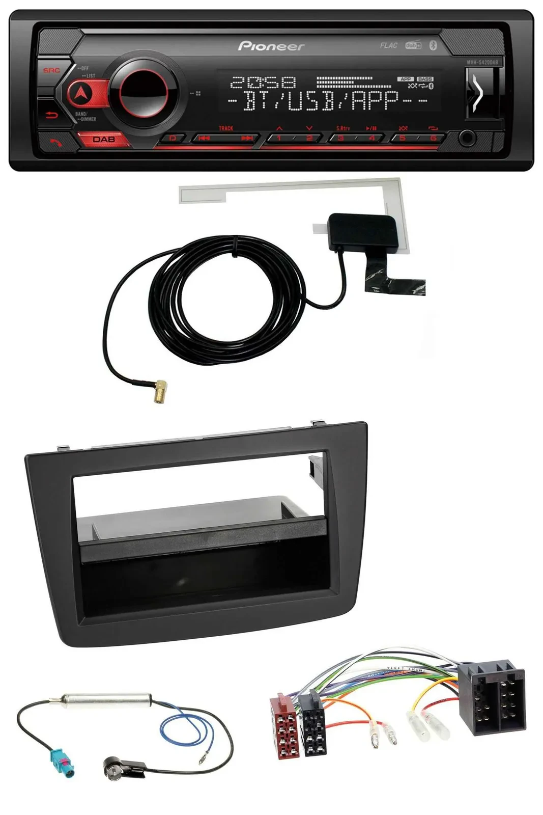 Автомагнитола для Alfa Romeo Mito 955 (2008–2014) Pioneer DAB, USB, MP3, Bluetooth, ISO, черная