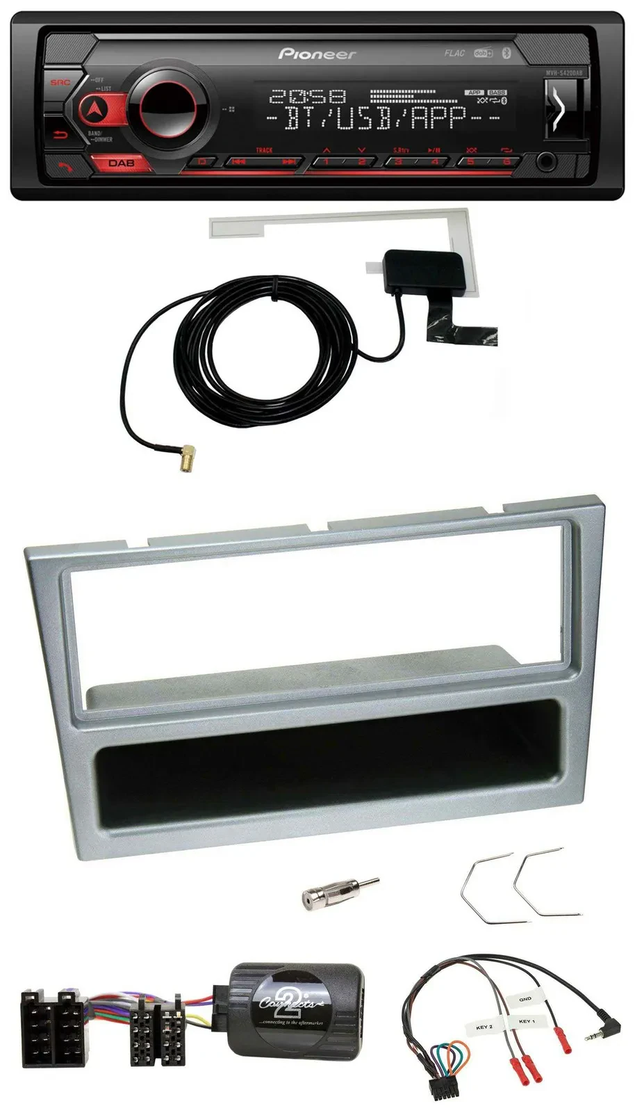 Автомагнитола для Opel Corsa C (2000–2004) Pioneer DAB Bluetooth USB серебристая