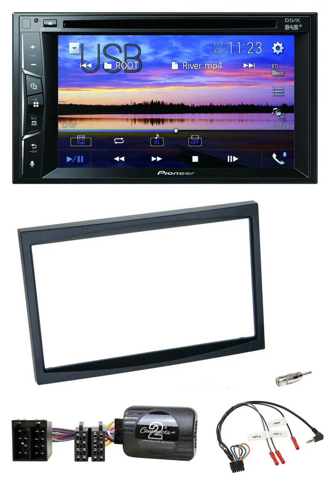 Pioneer Bluetooth 2DIN USB DVD DAB Lenkrad Autoradio für Citroen C3 C2 Berlingo