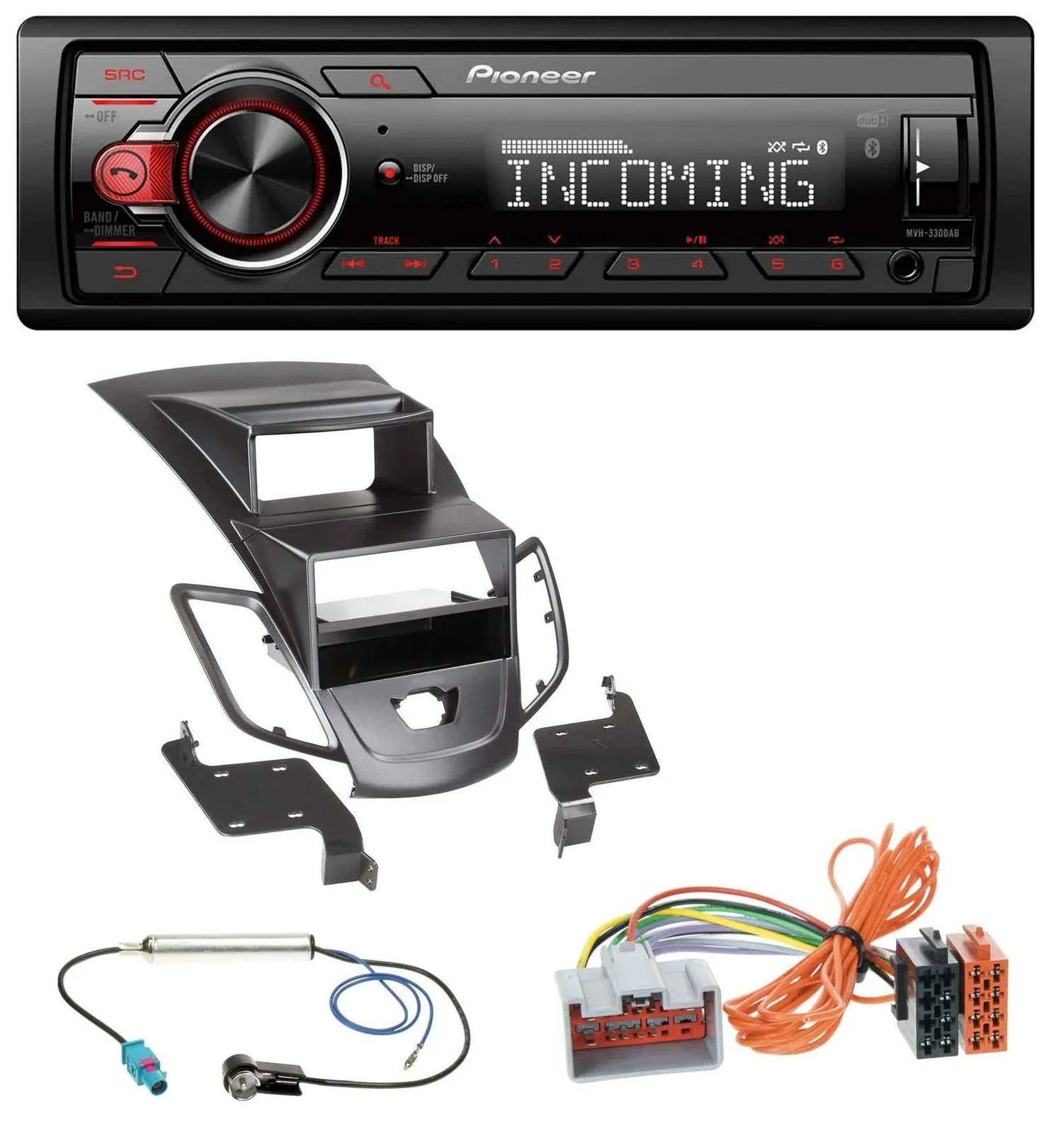 Pioneer Bluetooth USB DAB MP3 Autoradio für Ford Fiesta 08-10 Display schwarz