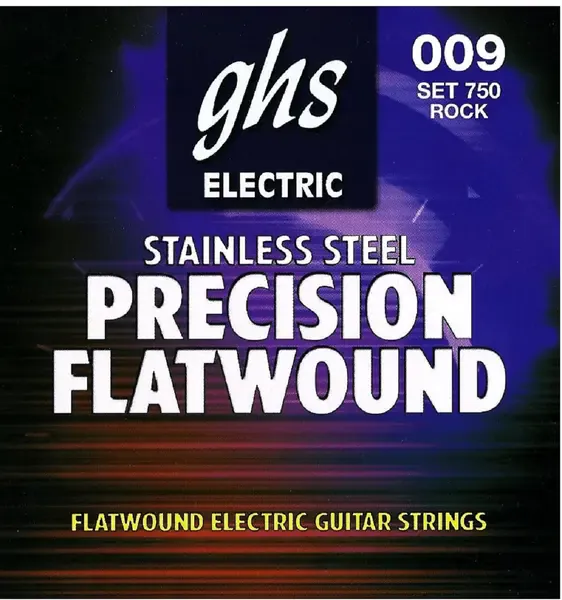 Струны для электрогитары GHS Strings 750 Stainless Steel Precision Flatwound 9-42