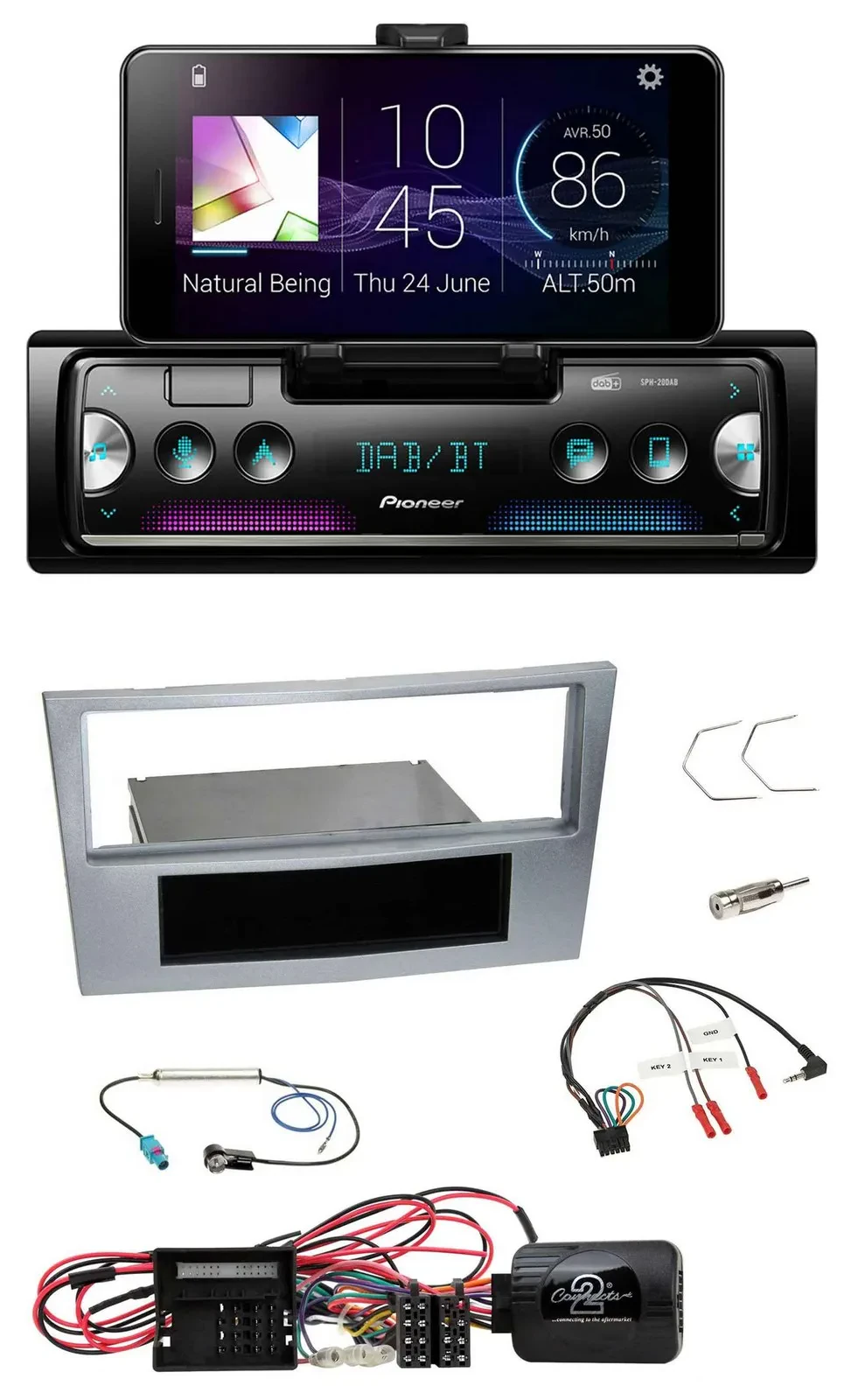 Pioneer USB Lenkrad Bluetooth DAB Autoradio für Opel Corsa D matt-chrom 09-14