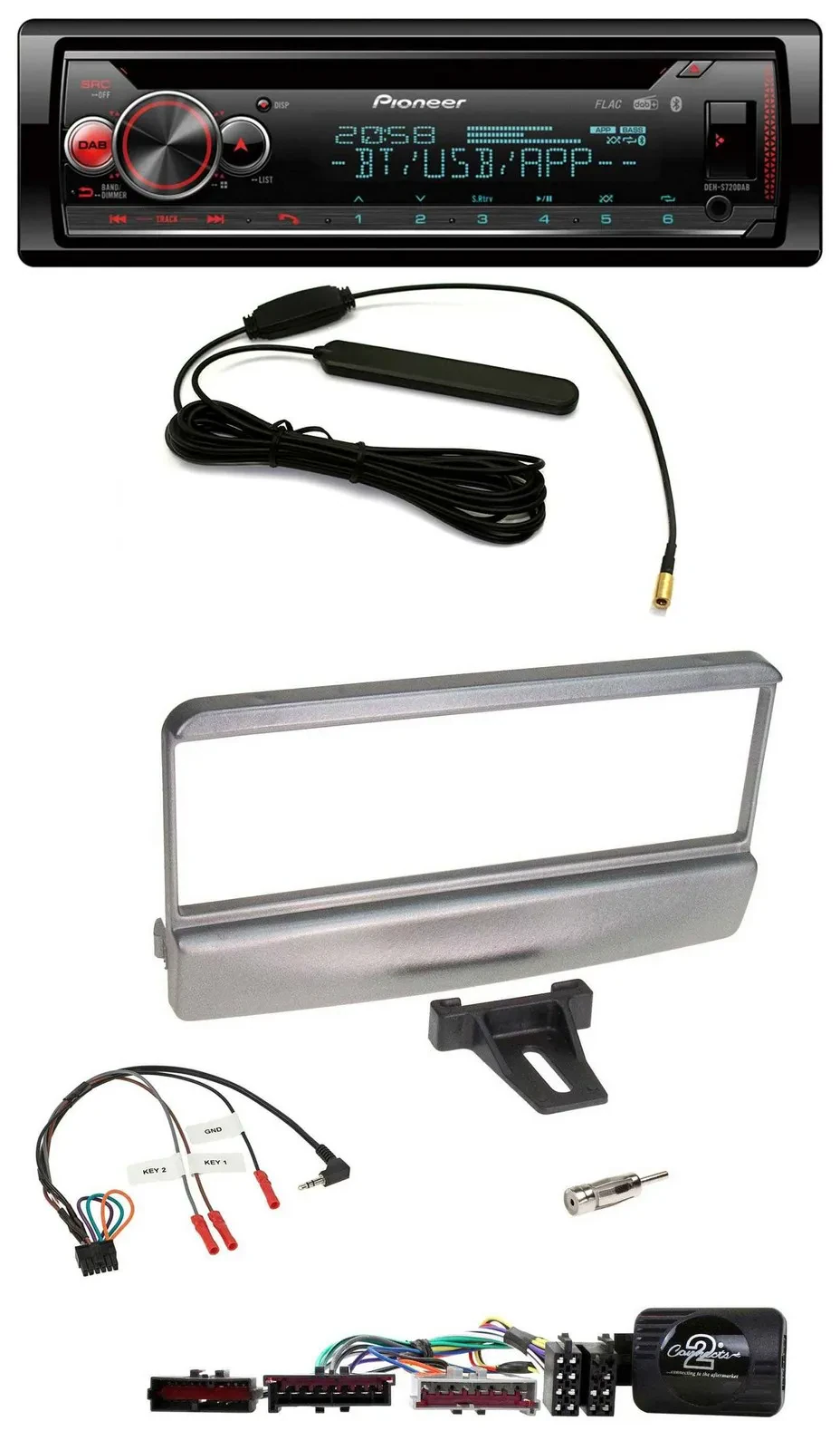 Автомагнитола Pioneer USB DAB Bluetooth CD для Ford Mondeo 2000–2002, серебристый, с поддержкой управления на руле