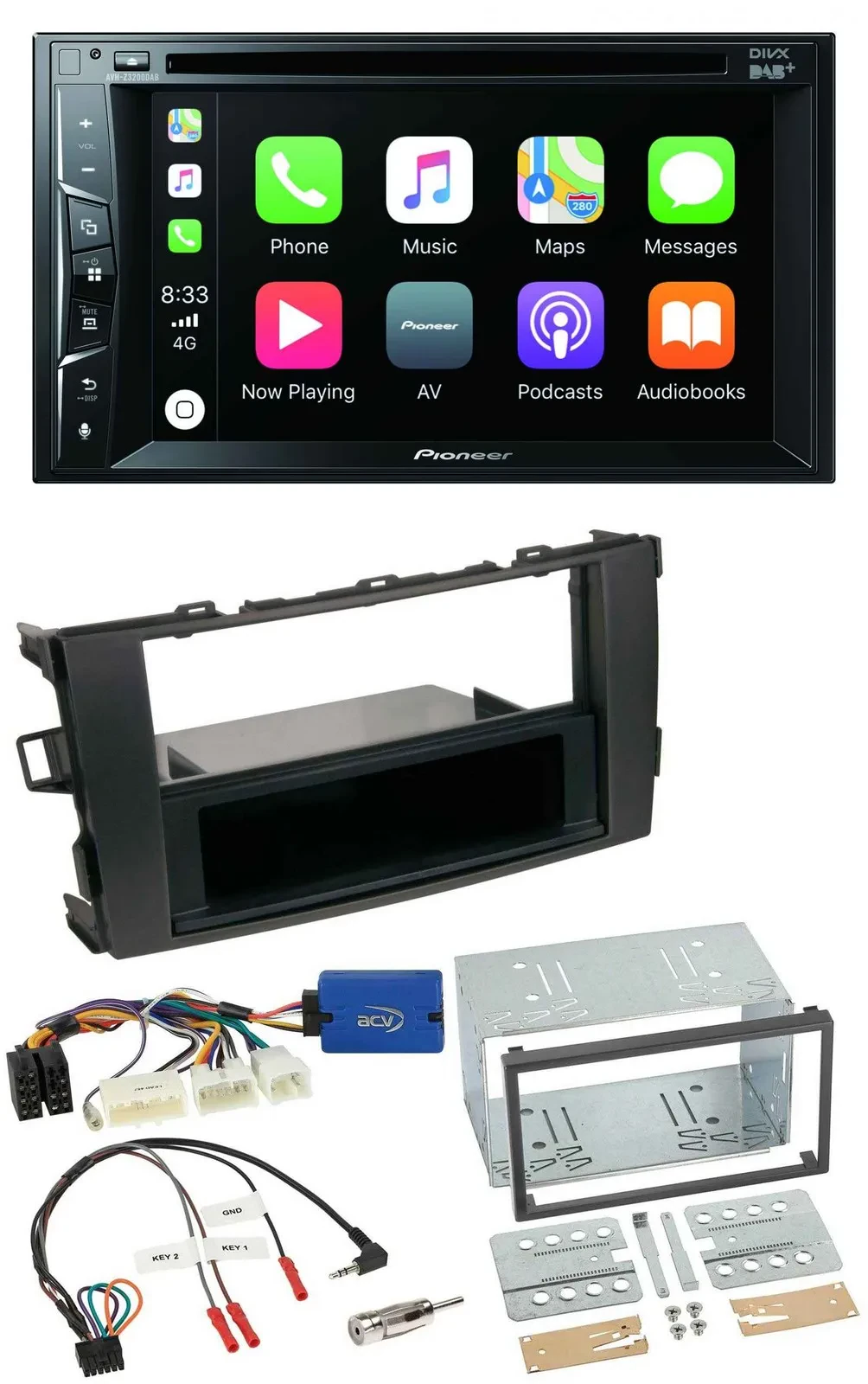 Автомагнитола для Toyota Auris 2011–2012 Pioneer 2-DIN, USB, DVD, Bluetooth, DAB