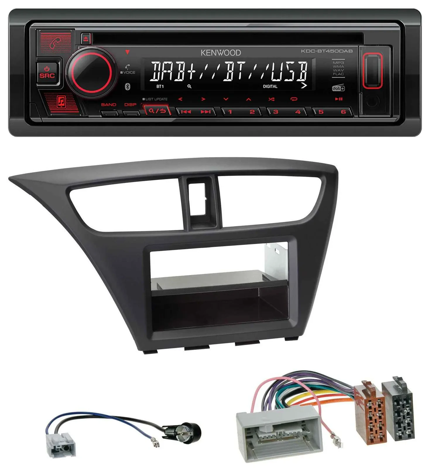 Автомагнитола для Honda Civic Kenwood CD/MP3 USB Bluetooth DAB