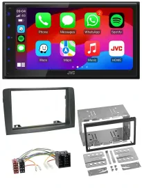 JVC Bluetooth USB MP3 2DIN DAB Autoradio für Fiat Idea (ab 05) - grau