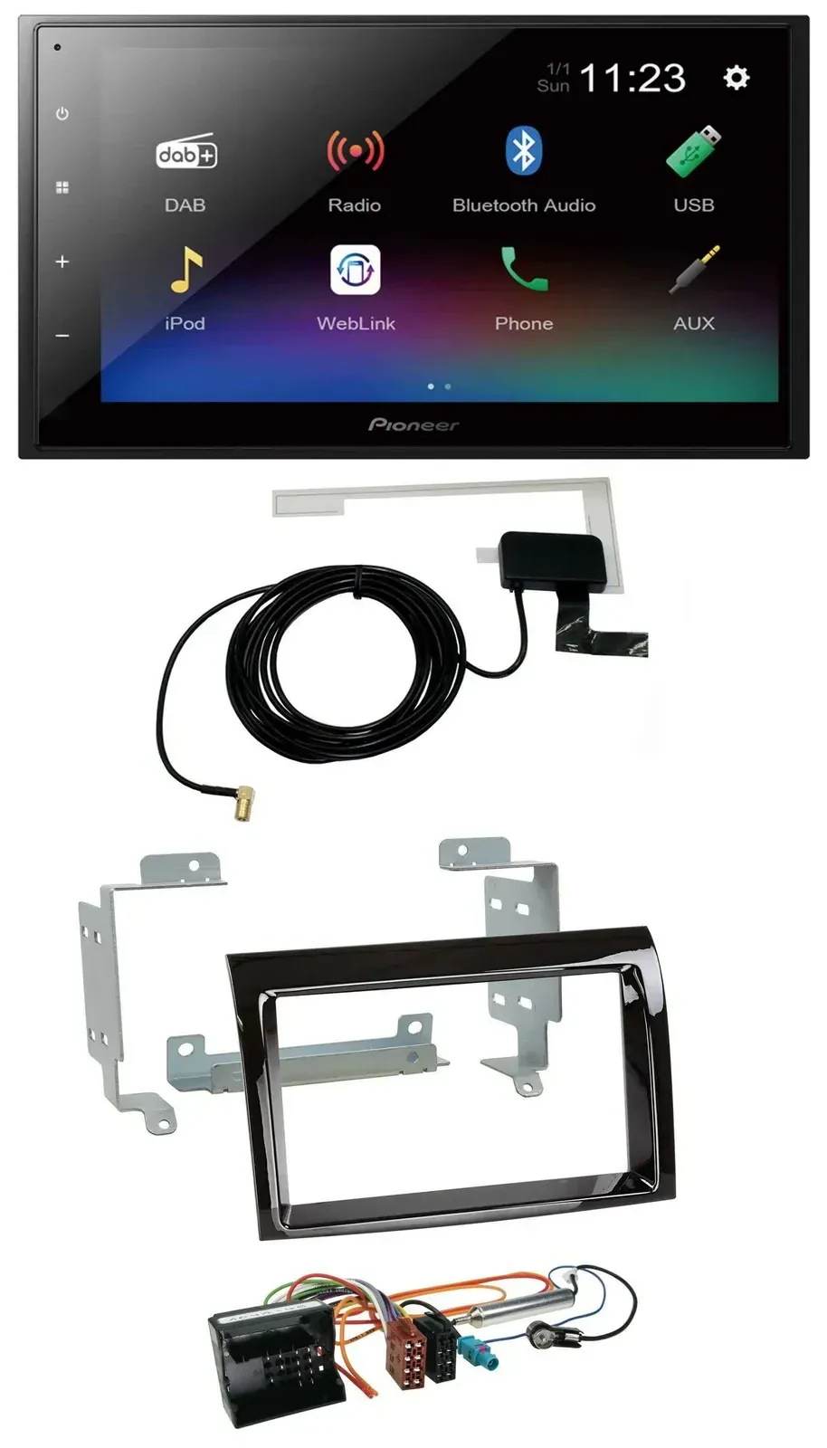 Автомагнитола Pioneer 2DIN DAB, Bluetooth, MP3, USB для Citroen Jumper 2006–2011, черный (Piano Black)