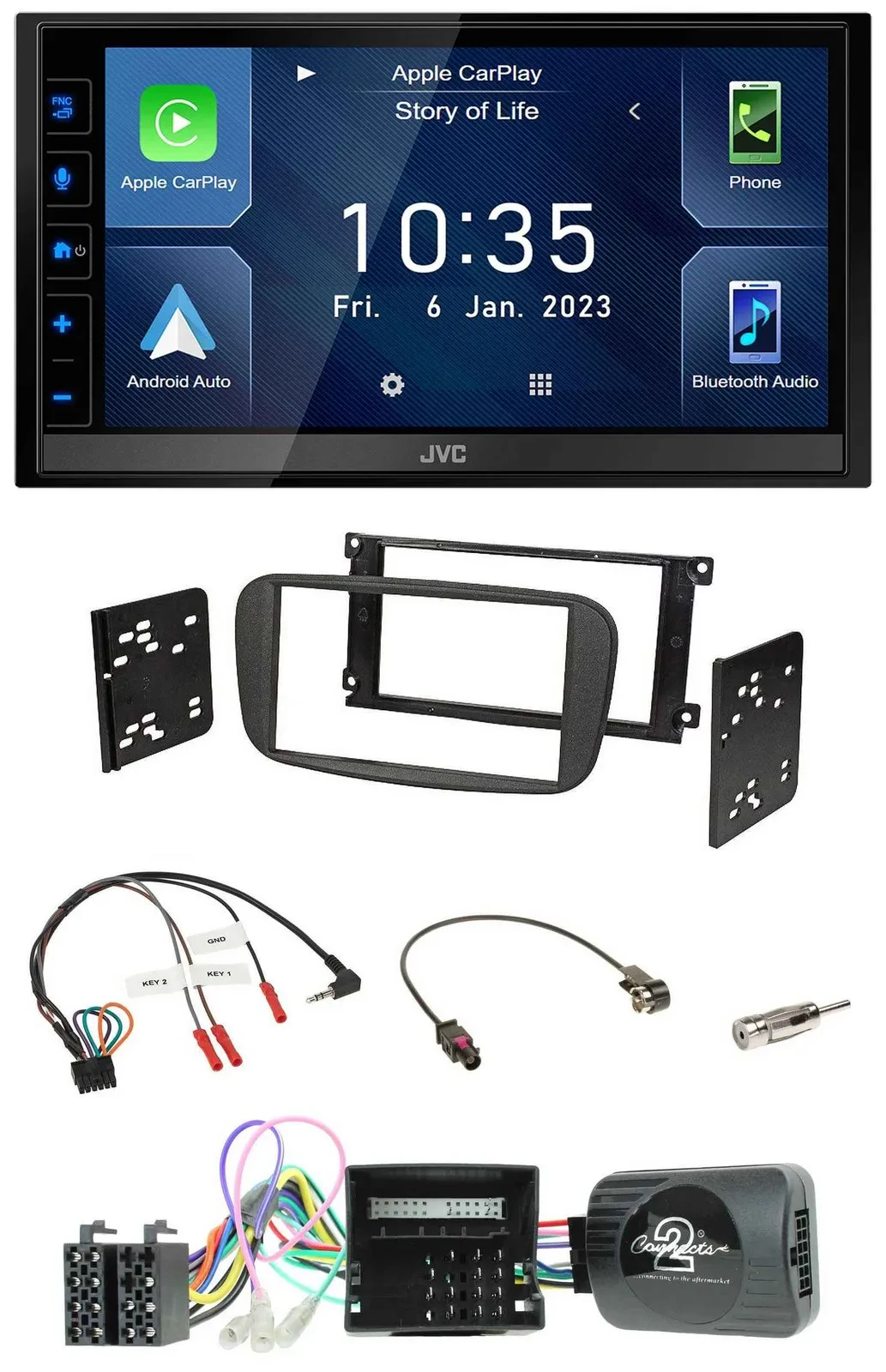 JVC DAB Bluetooth Lenkrad USB 2DIN Autoradio für Ford S-Max Mondeo Can-Bus 07-14