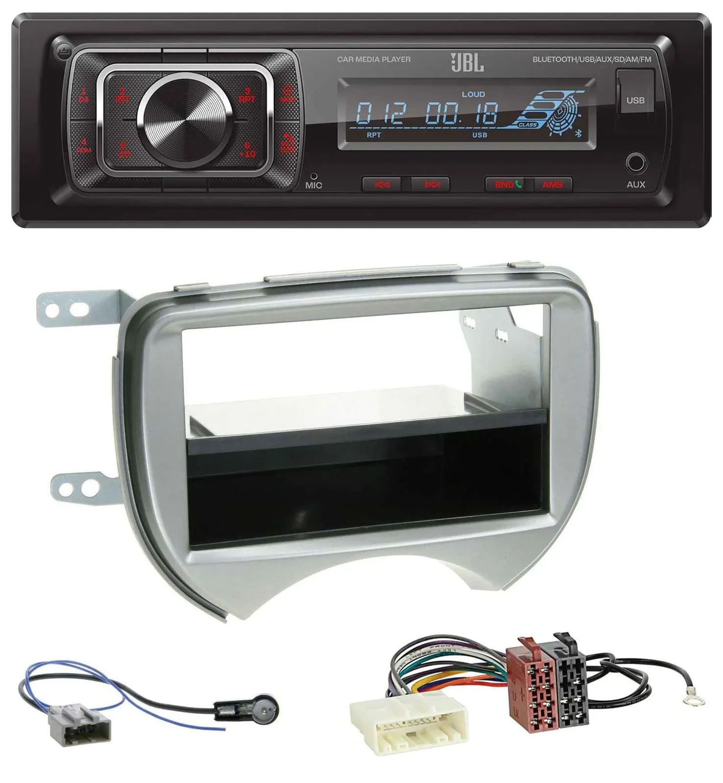 JBL SD AUX MP3 USB Bluetooth Autoradio für Nissan Micra (10-13 K13) silber