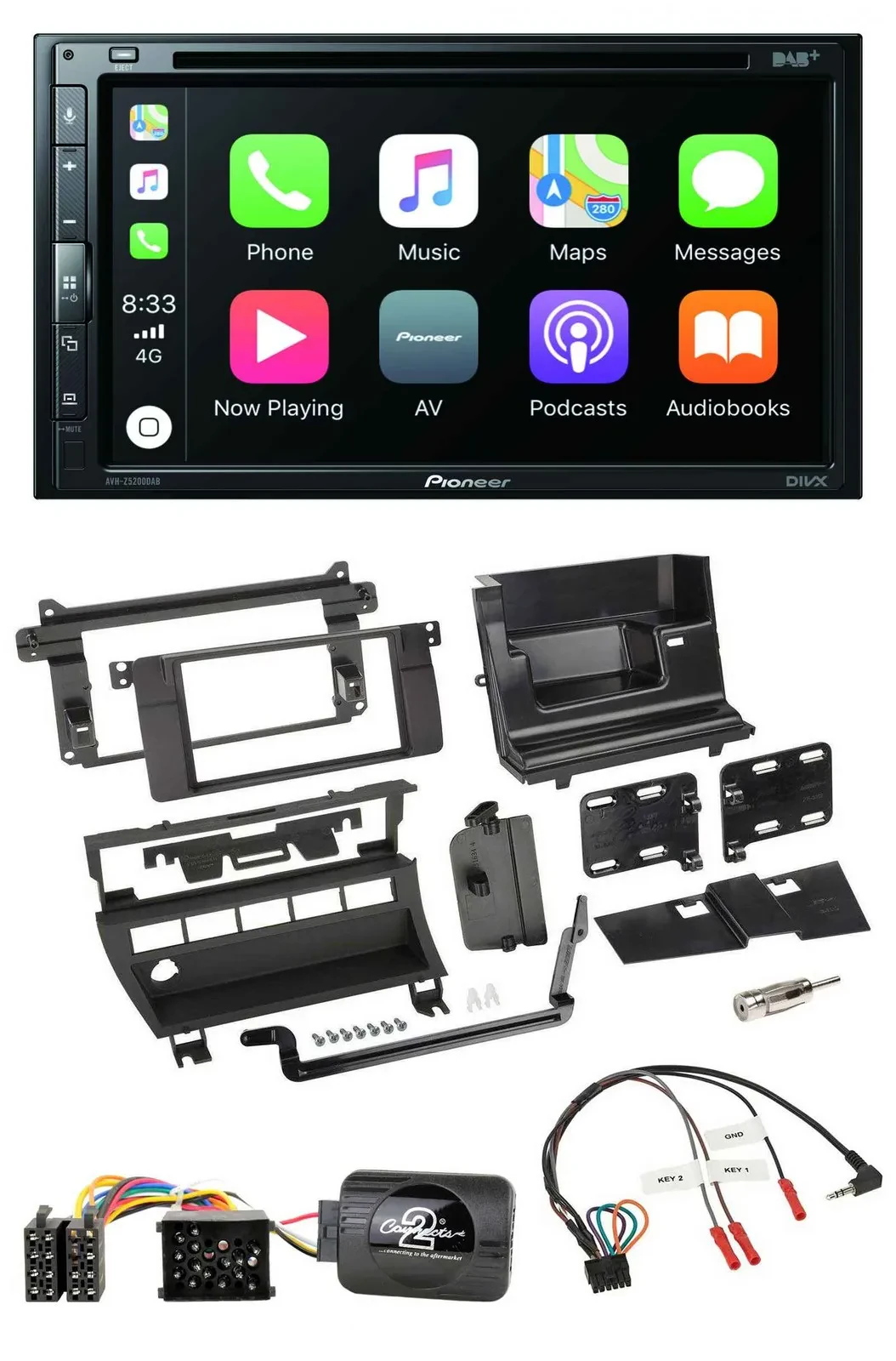 Pioneer DVD 2DIN Lenkrad DAB Bluetooth USB Autoradio für BMW 3er 1999-2006 5 Sch