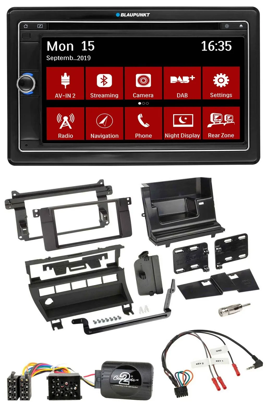 Blaupunkt Bluetooth DAB 2DIN USB DVD Lenkrad Autoradio für BMW 3er 1999-2006 5 S