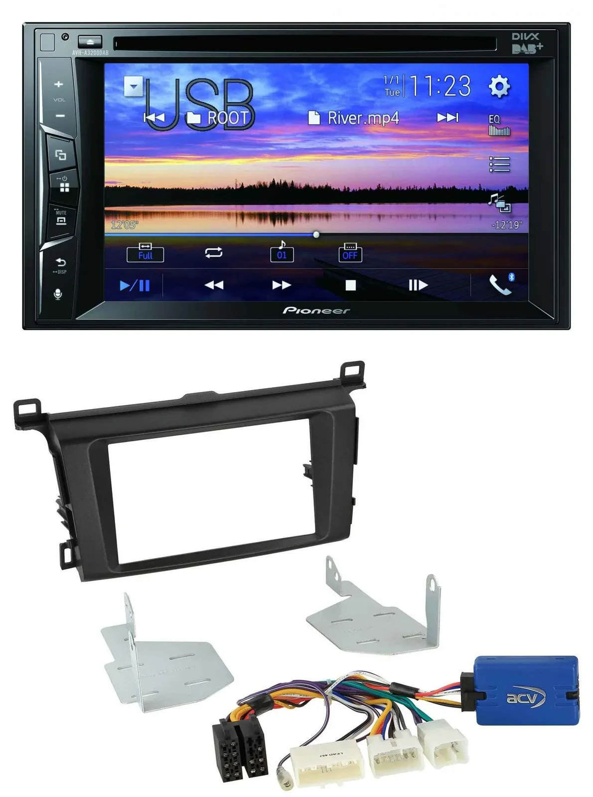 Автомагнитола для Toyota RAV4 Pioneer 2DIN Bluetooth USB DVD DAB MP3