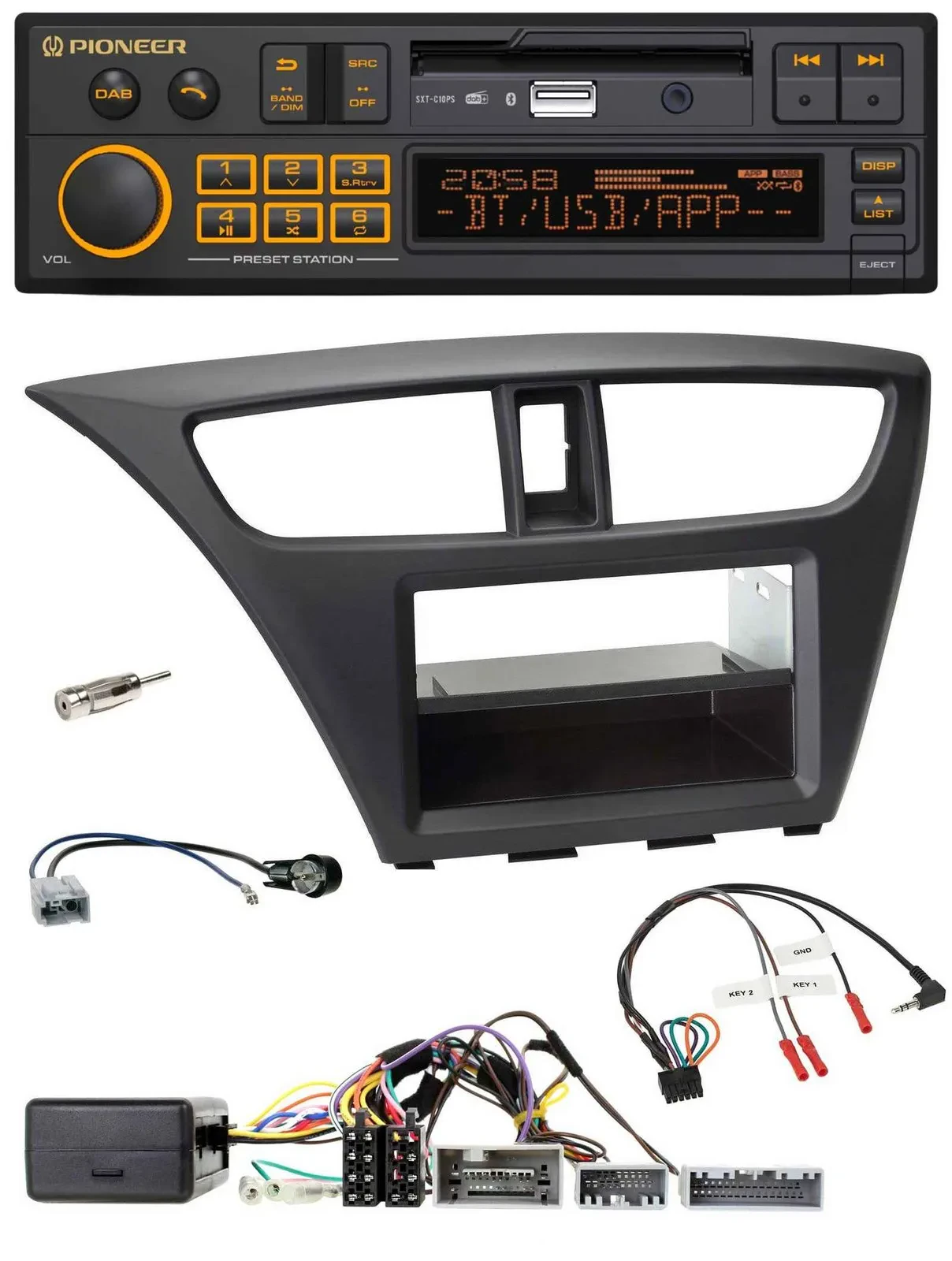 Pioneer DAB Lenkrad USB Bluetooth Autoradio für Honda Civic (ab 2012)