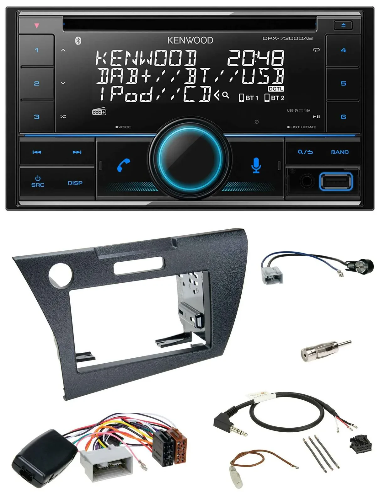 Kenwood CD 2DIN DAB USB Lenkrad Bluetooth Autoradio für Honda CR-Z 2010-2013