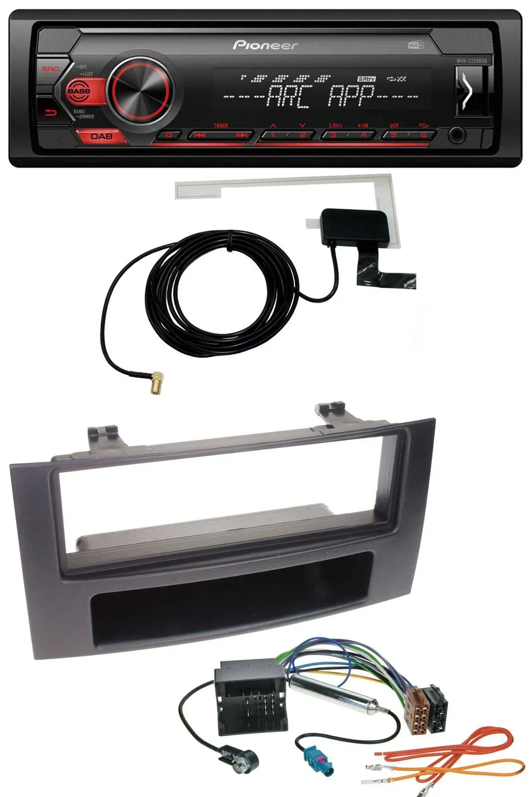 Pioneer 1DIN USB DAB MP3 AUX Autoradio für VW Touareg Multivan T5 Transporter 20