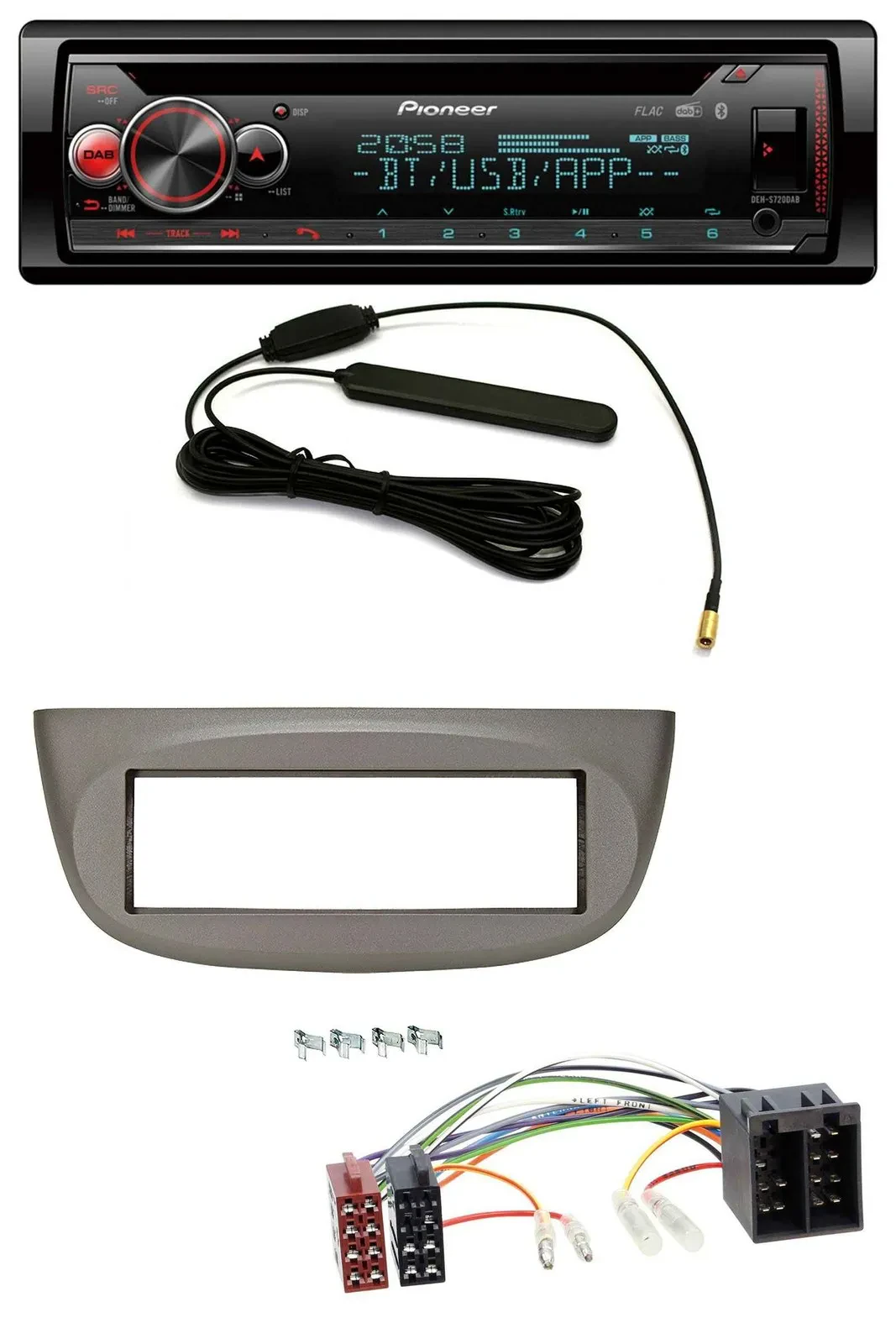Автомагнитола для Renault Twingo (2007–2012) Pioneer CD USB DAB MP3 Bluetooth бежево-серая