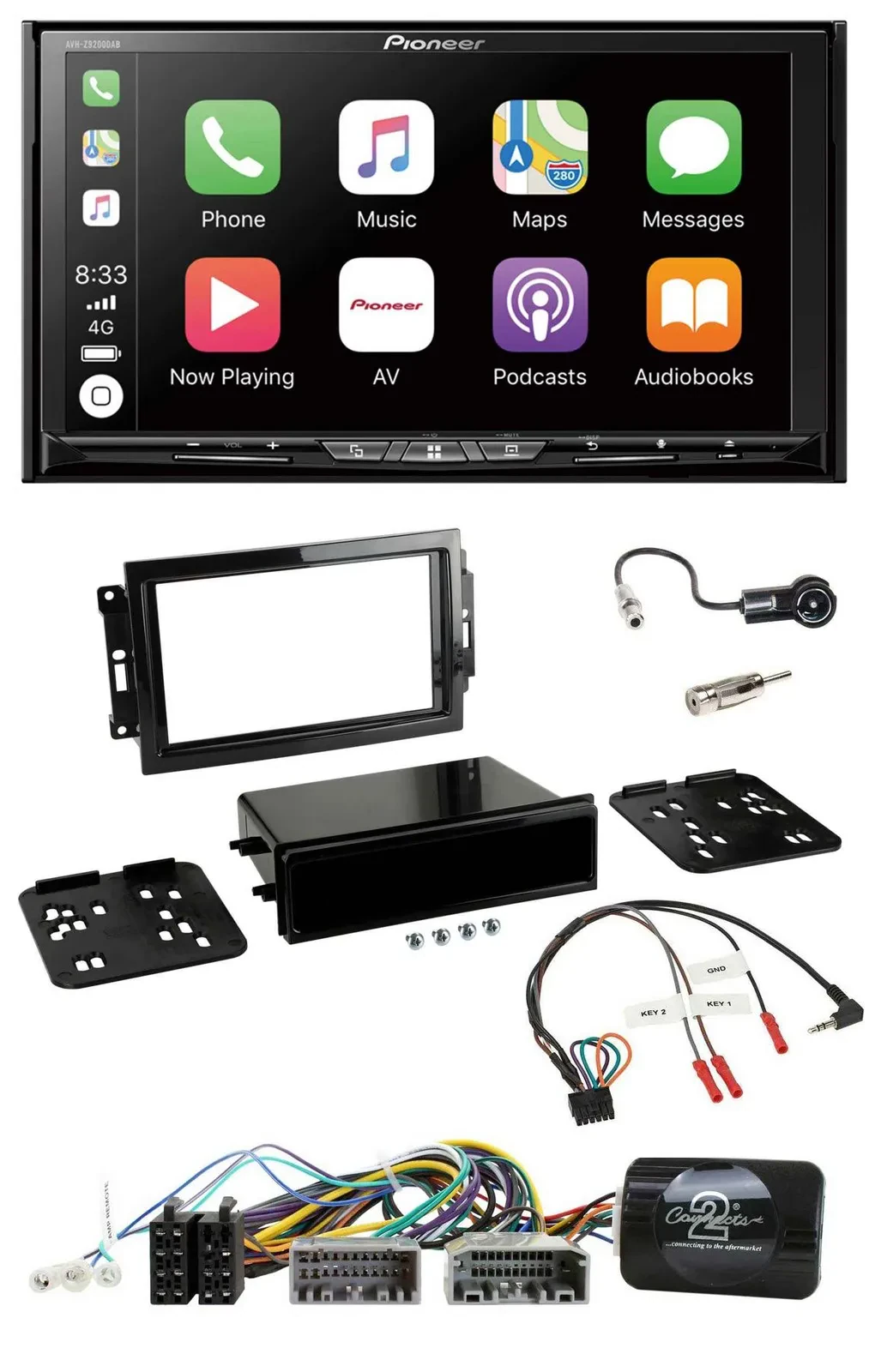 Pioneer 2DIN Lenkrad USB DAB DVD Bluetooth Autoradio für Dodge Jeep