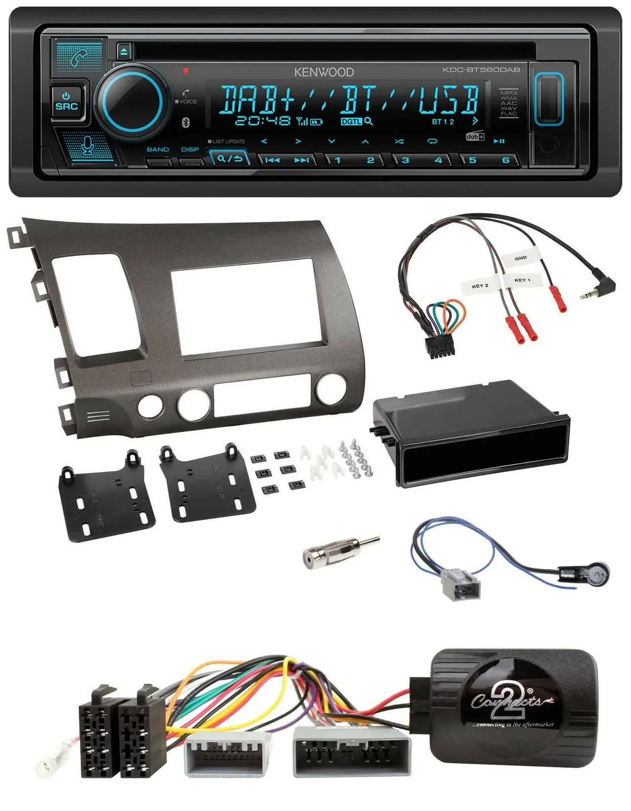 Kenwood Bluetooth DAB CD Lenkrad USB Autoradio für Honda Civic Hybrid 2006-2010