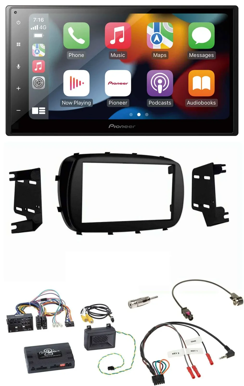 Pioneer DAB Bluetooth 2DIN USB Lenkrad Autoradio für Fiat 500X ab 2014