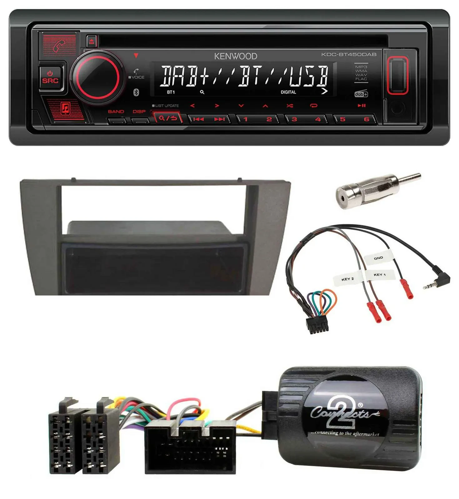 Kenwood Lenkrad CD USB Bluetooth DAB Autoradio für Jaguar X-Type S-Type 2003-200