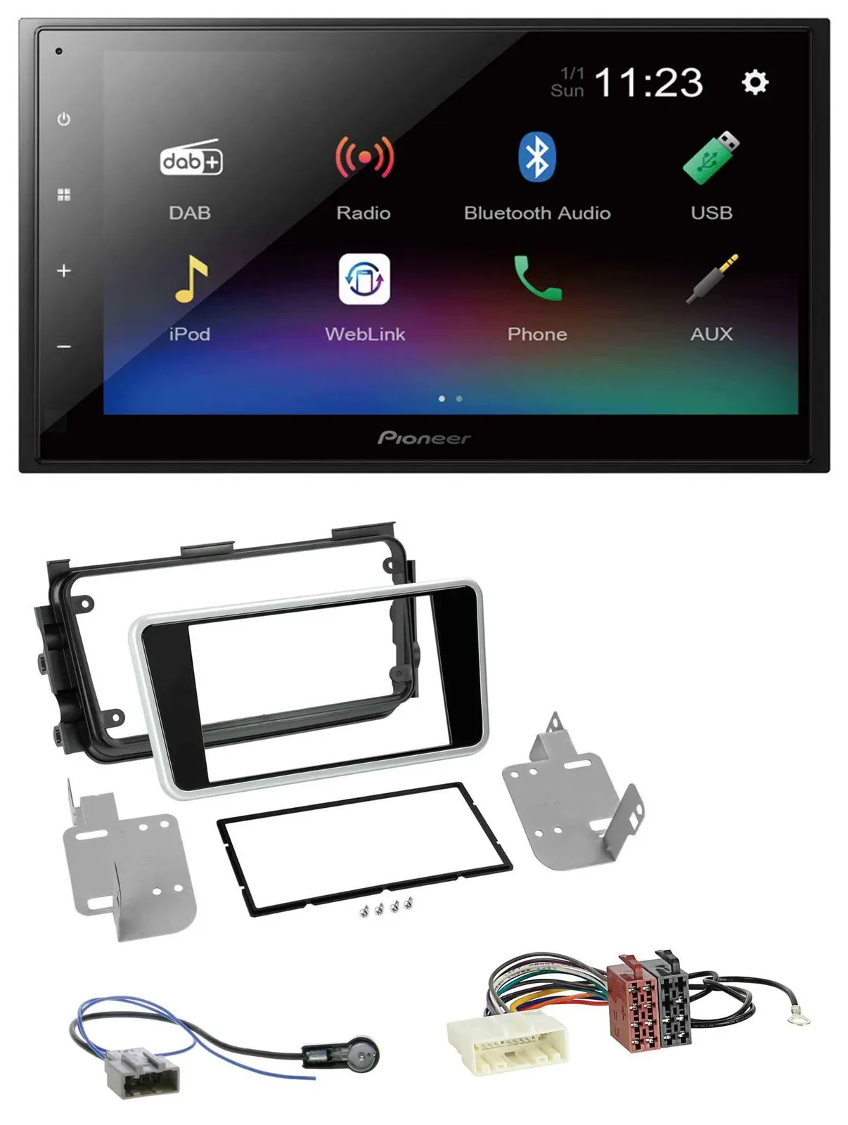 Pioneer USB Bluetooth DAB 2DIN MP3 Autoradio für Nissan Micra ab 2017 schwarz gl