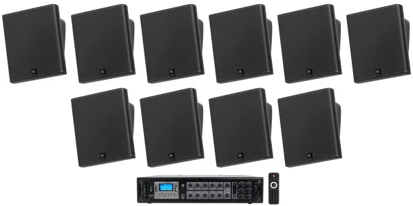 Настенная акустика JBL SLP12/T Black с усилителем (10 штук)