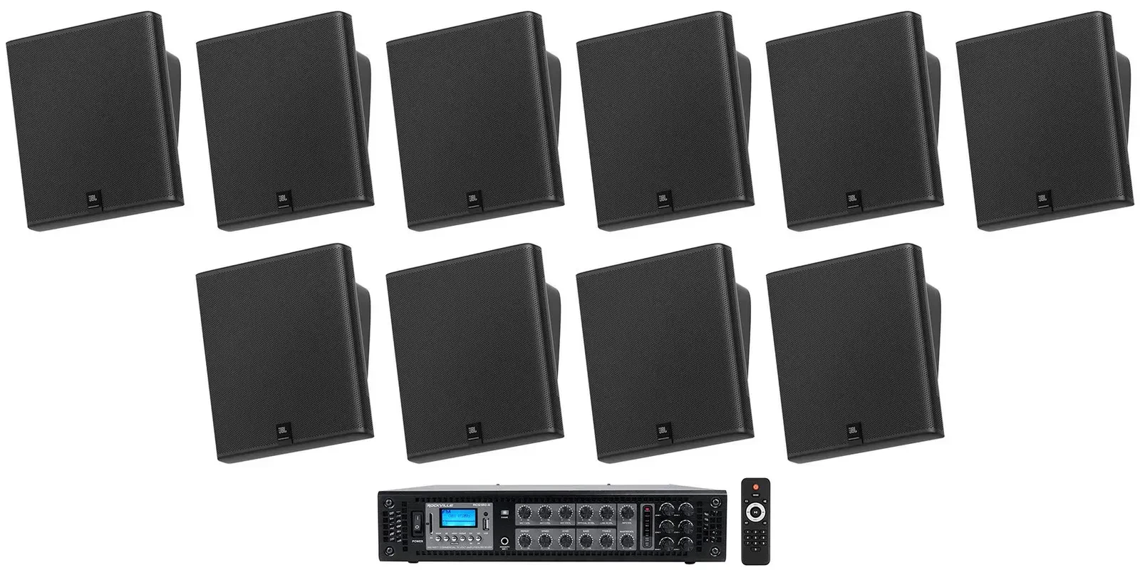 Настенная акустика JBL SLP12/T Black с усилителем (10 штук)