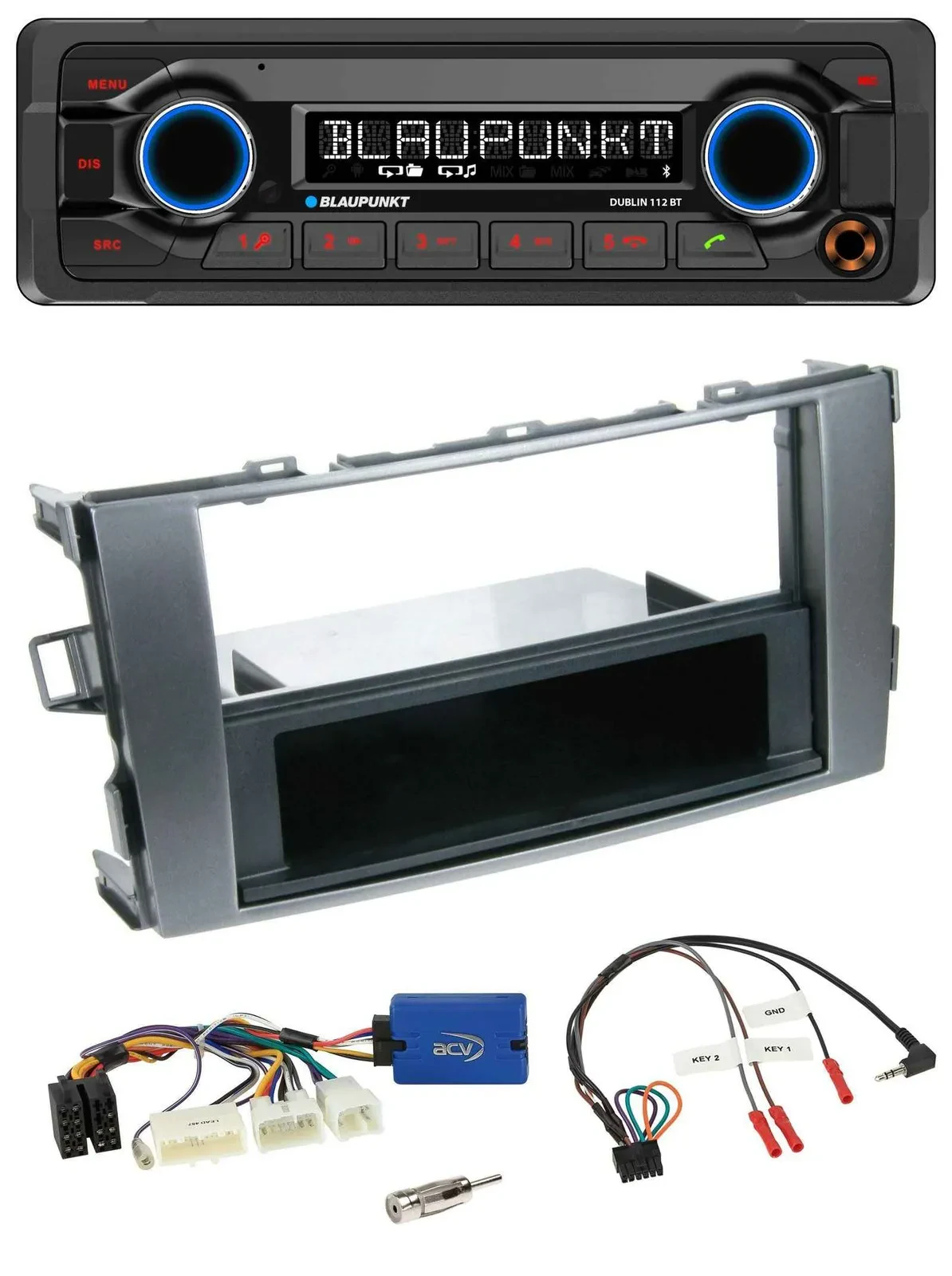 Автомагнитола Blaupunkt MP3, Bluetooth, USB для Toyota Auris 2011–2012, антрацит, поддержка кнопок на руле