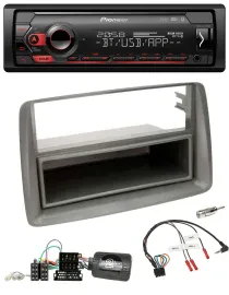 Автомагнитола Pioneer с USB, DAB, Bluetooth, поддержка управления на руле, для Fiat Panda 169 (2007–2012), серый