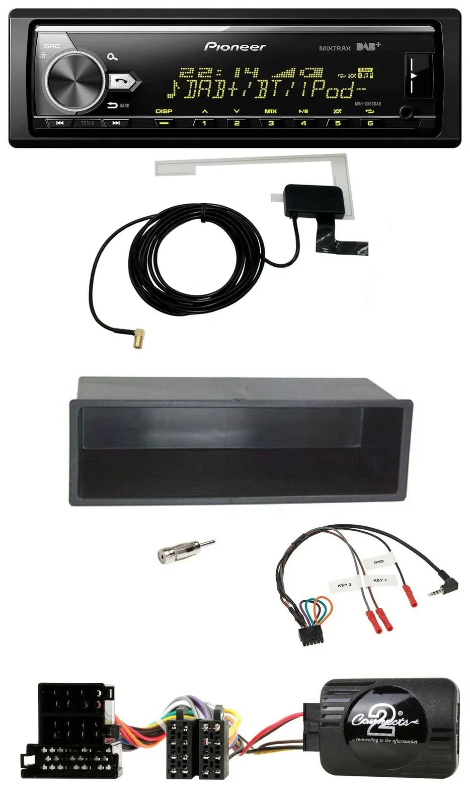 Pioneer Bluetooth DAB USB Lenkrad Autoradio für VW Passat Golf IV Polo schwarz