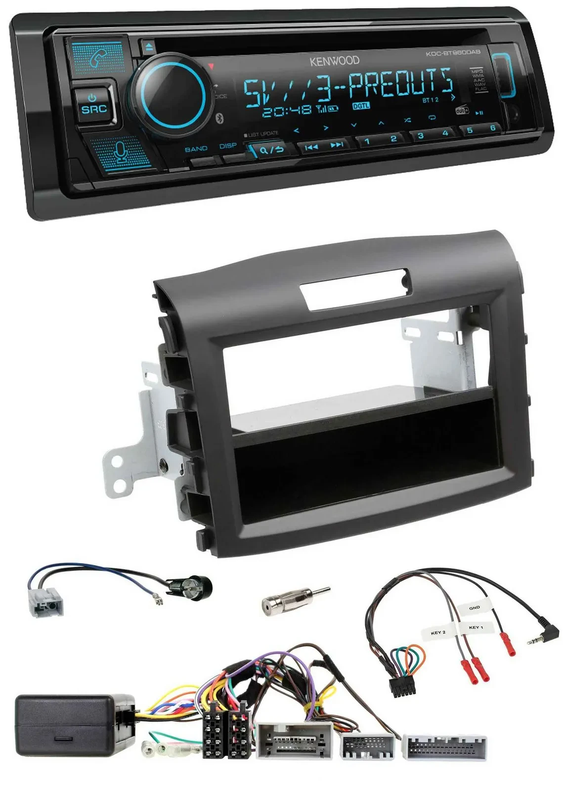 Kenwood Bluetooth USB CD Lenkrad DAB Autoradio für Honda CR-V ab 2013 schwarz