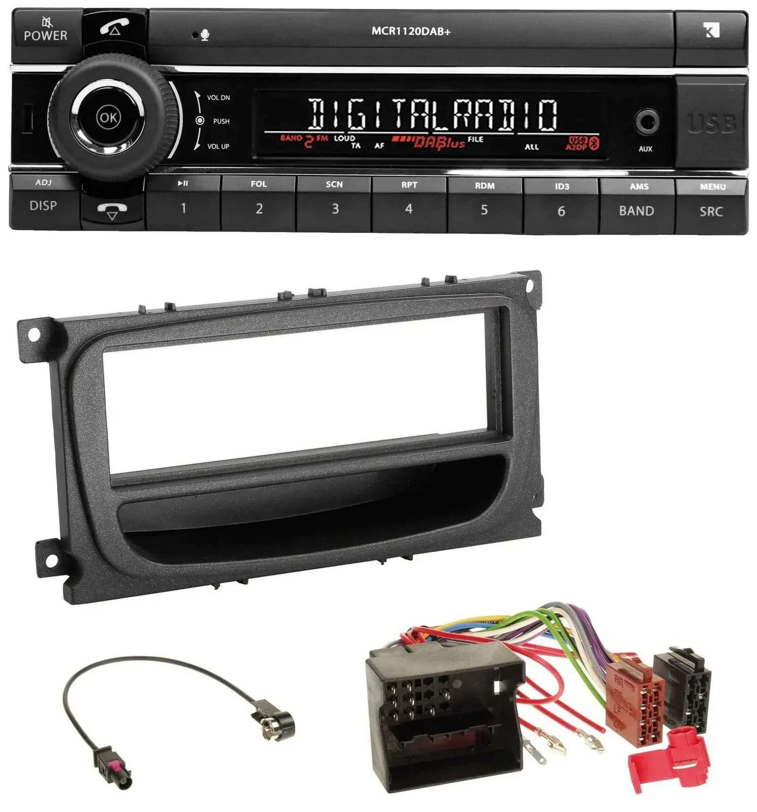 Kienzle Bluetooth MP3 USB DAB Autoradio für Ford C-Max Focus Galaxy ab 2007 Abla