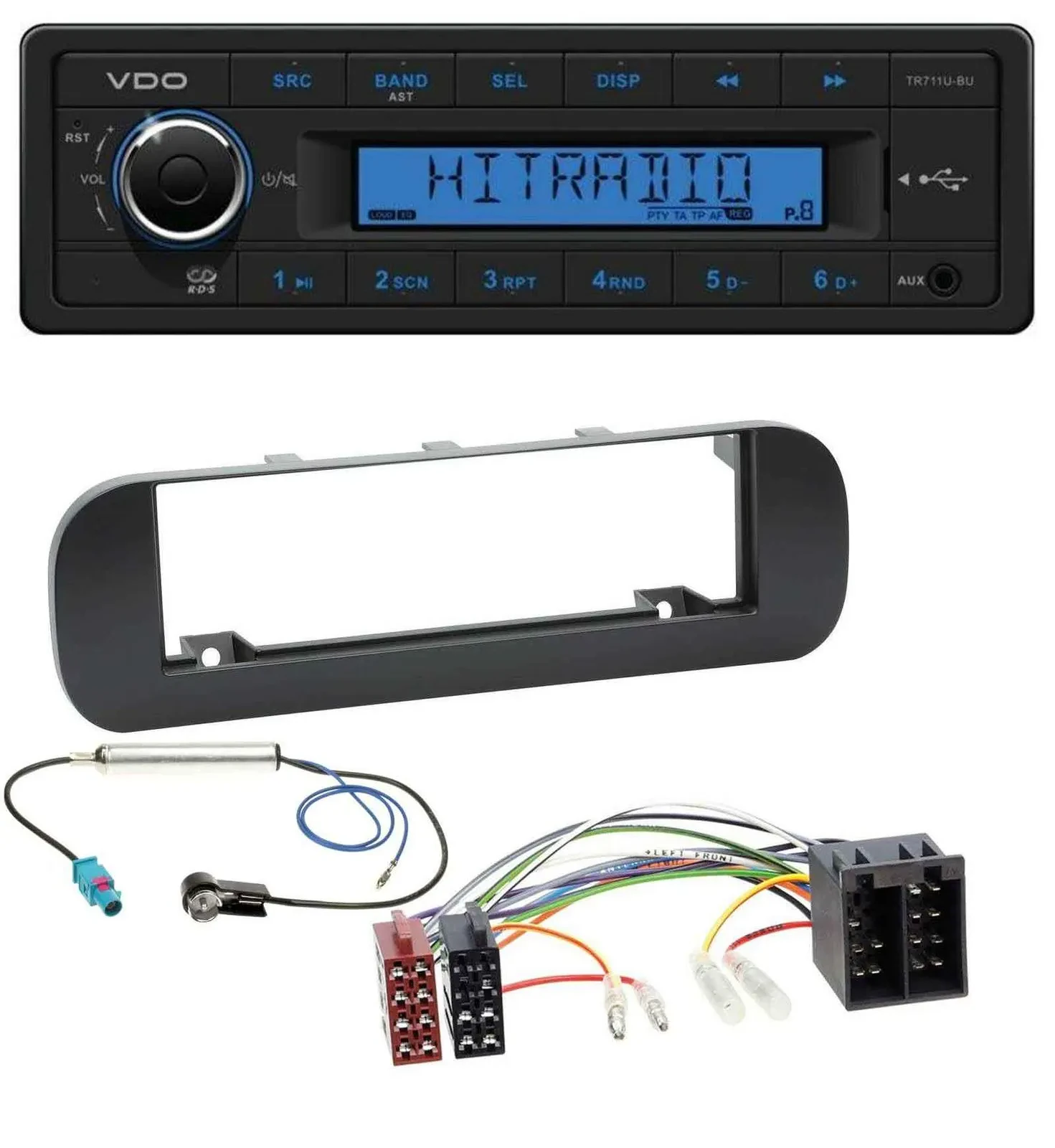 VDO AUX 1DIN MP3 USB Autoradio für Fiat Panda (ab 2012) - schwarz