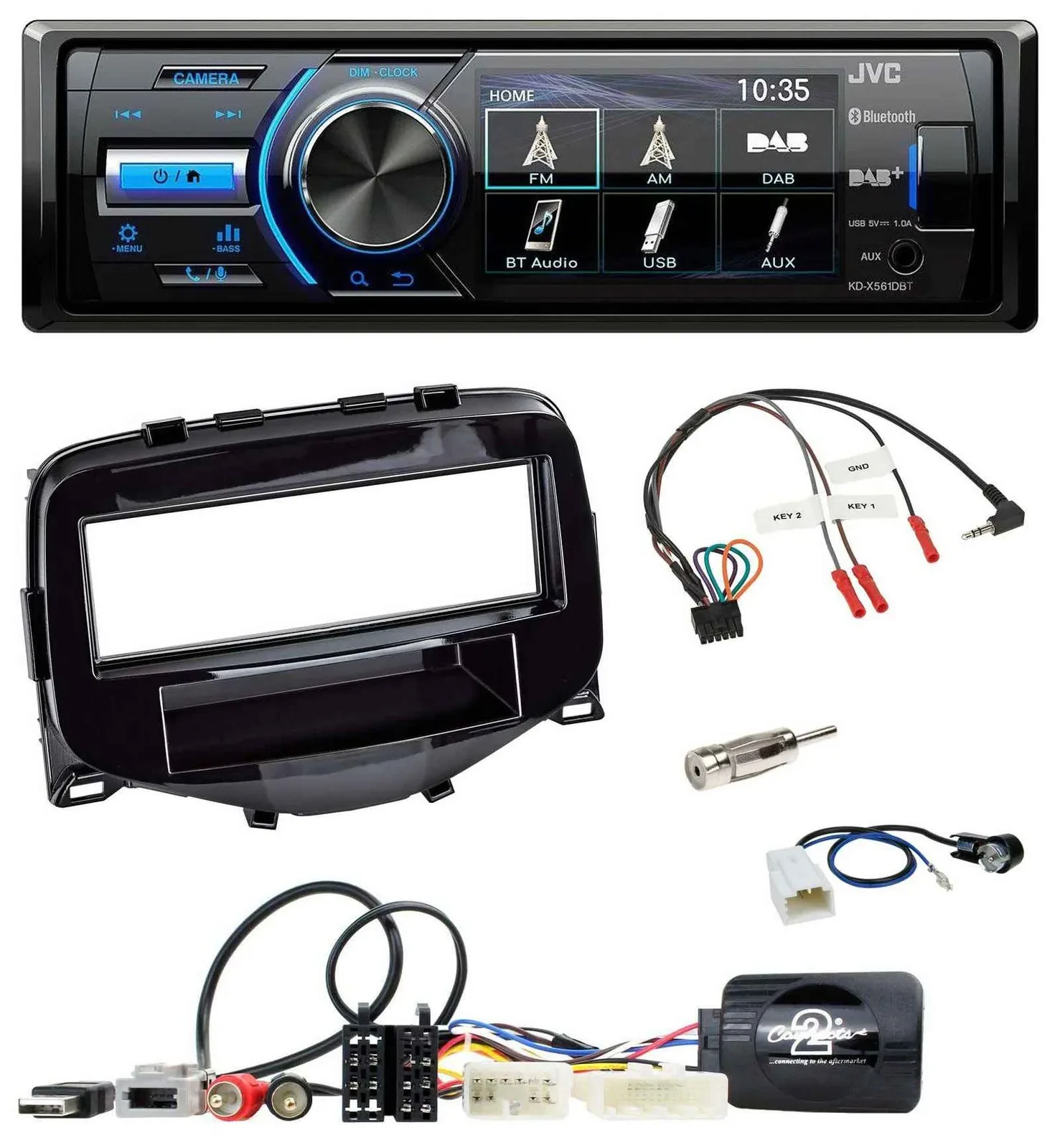 JVC Bluetooth Lenkrad USB DAB Autoradio für Toyota Aygo 2014-2021