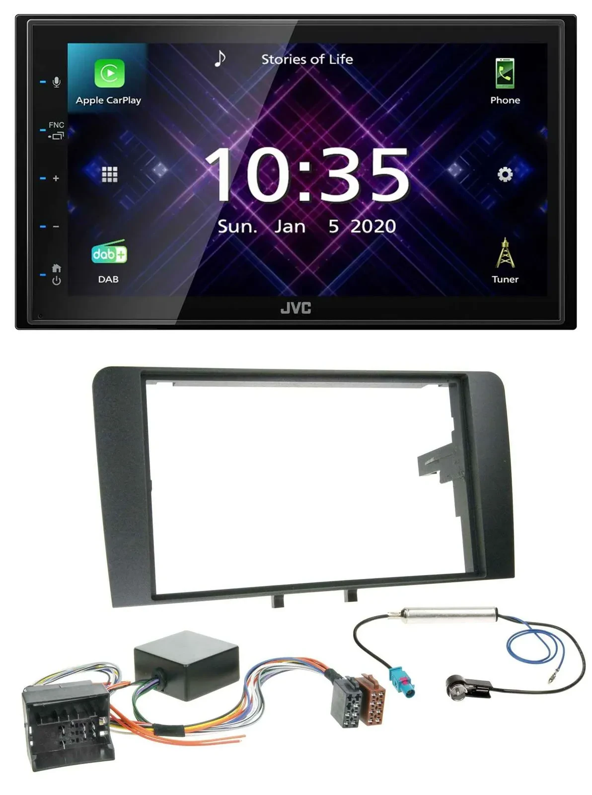 Автомагнитола JVC 2-DIN DAB Bluetooth USB MP3 для Audi A3 8P (2006–2012)