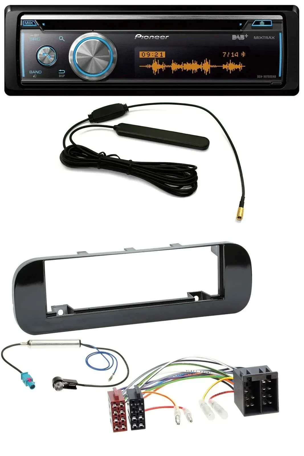 Pioneer CD USB Bluetooth DAB MP3 Autoradio für Fiat Panda (ab 2012) - glänzend