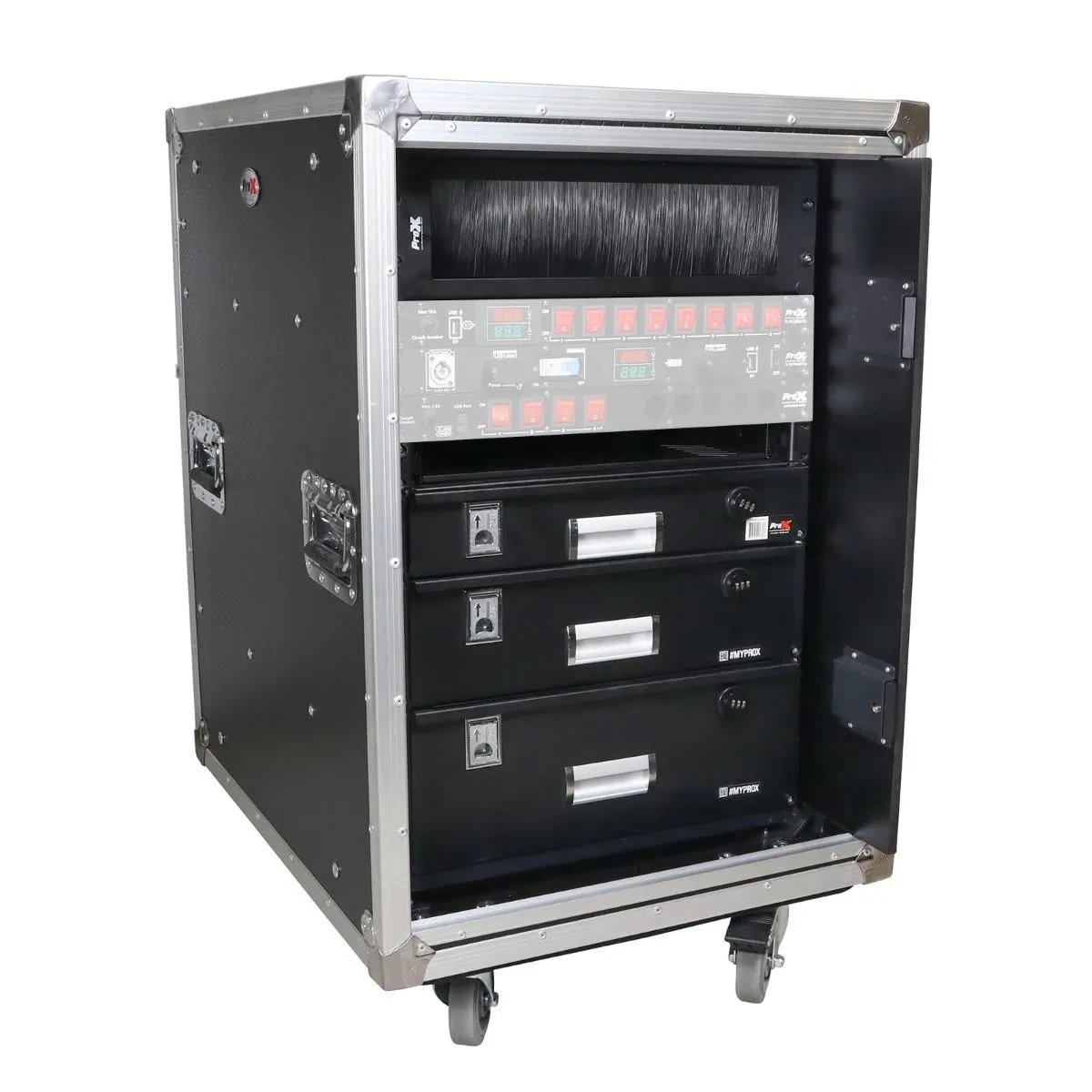 ProX XS-16USLAM24 16U 24" Deep Rack Shock Mount Case with Slam Doors idjnow