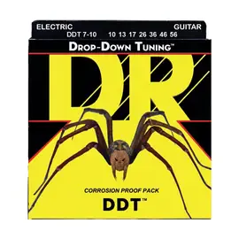 Струны для 7-струнной электрогитары DR Strings DDT7-10 Drop-Down Tuning 10-56