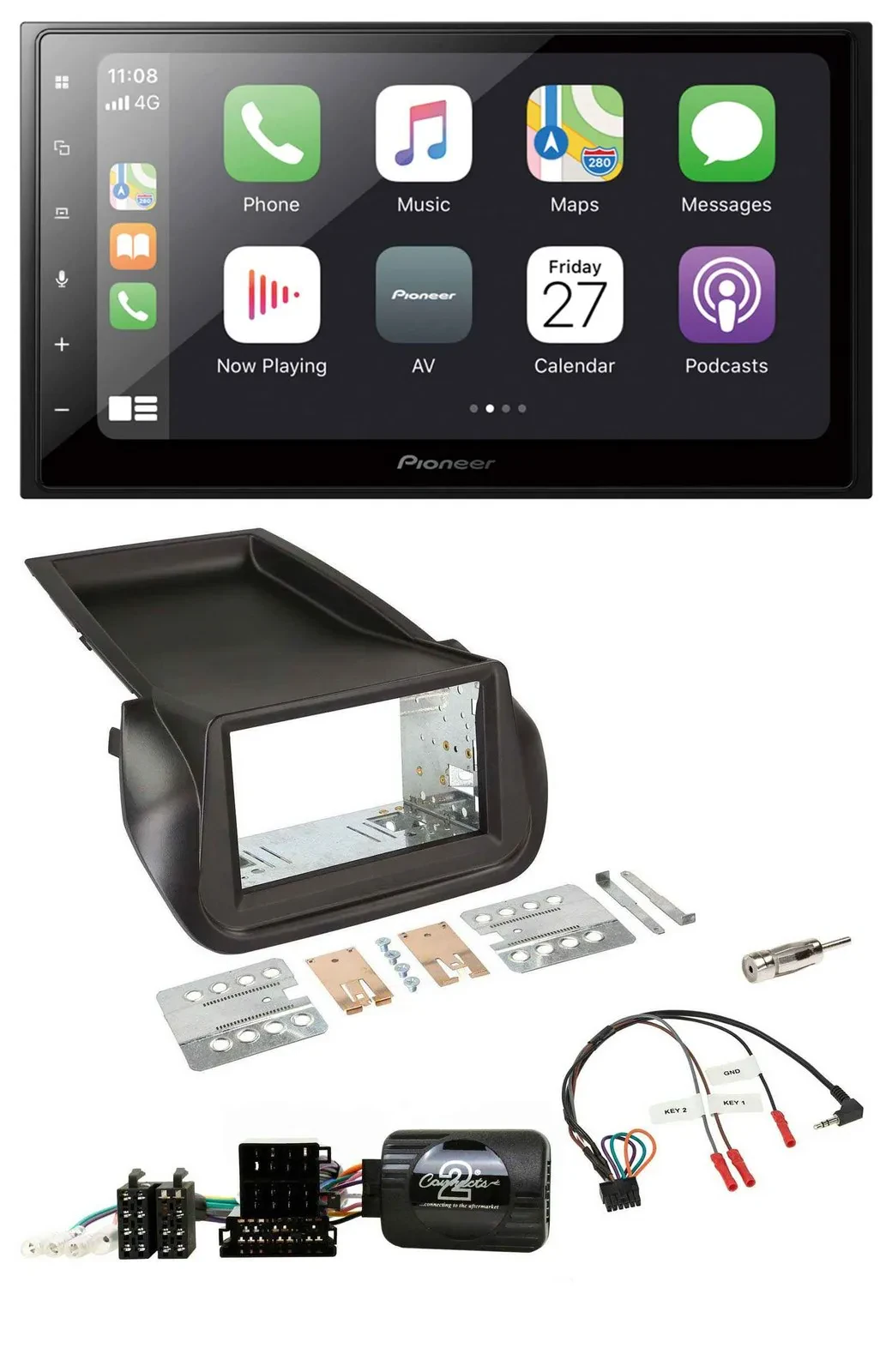 Pioneer Lenkrad Bluetooth DAB 2DIN USB Autoradio für Citroen Nemo Fiat Fiorino P