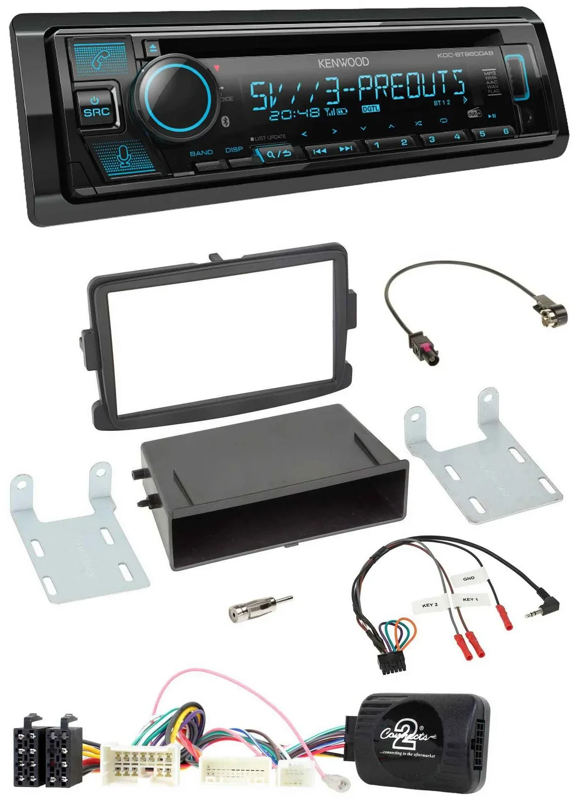 Kenwood Bluetooth USB CD Lenkrad DAB Autoradio für Dacia Logan Sandero ab 12 sch