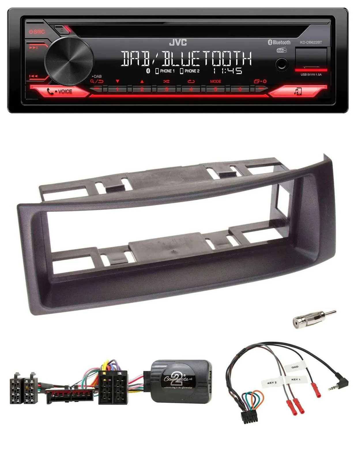 JVC CD DAB USB Bluetooth Lenkrad Autoradio für Renault Megane 1996-2000 Scenic s