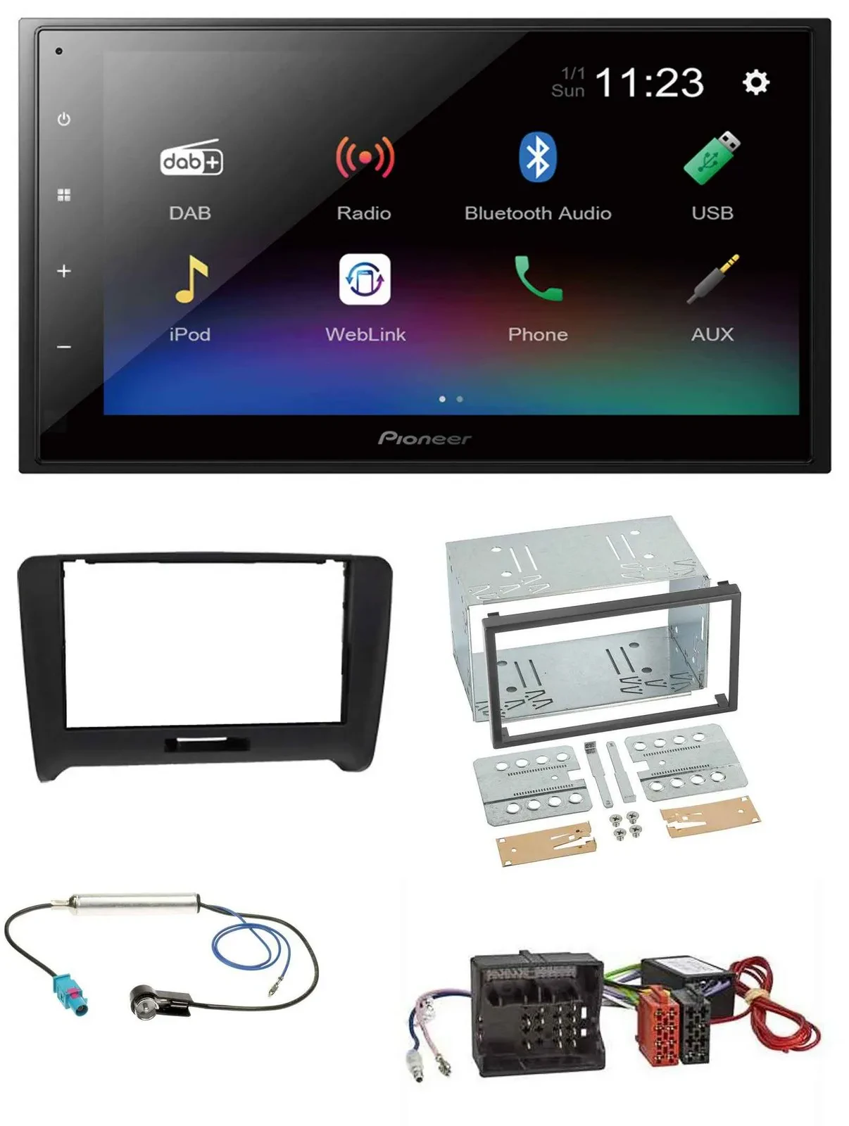 Pioneer USB Bluetooth DAB 2DIN MP3 Autoradio für Audi TT 06-14 Aktivsystem Quadl